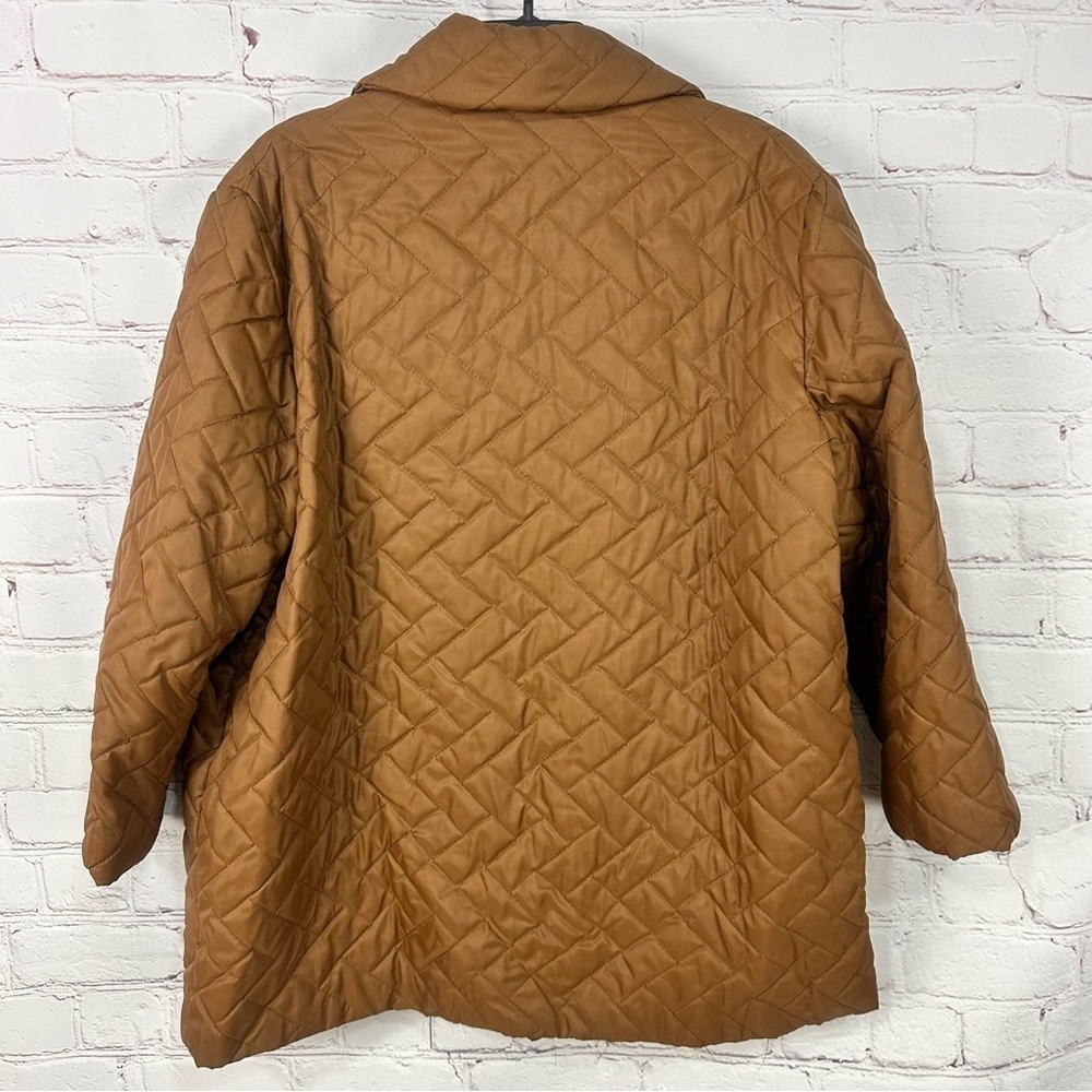 Women’s vintage plus size quilted puffer brown coat 2X pockets neutral - Picture 2 of 5